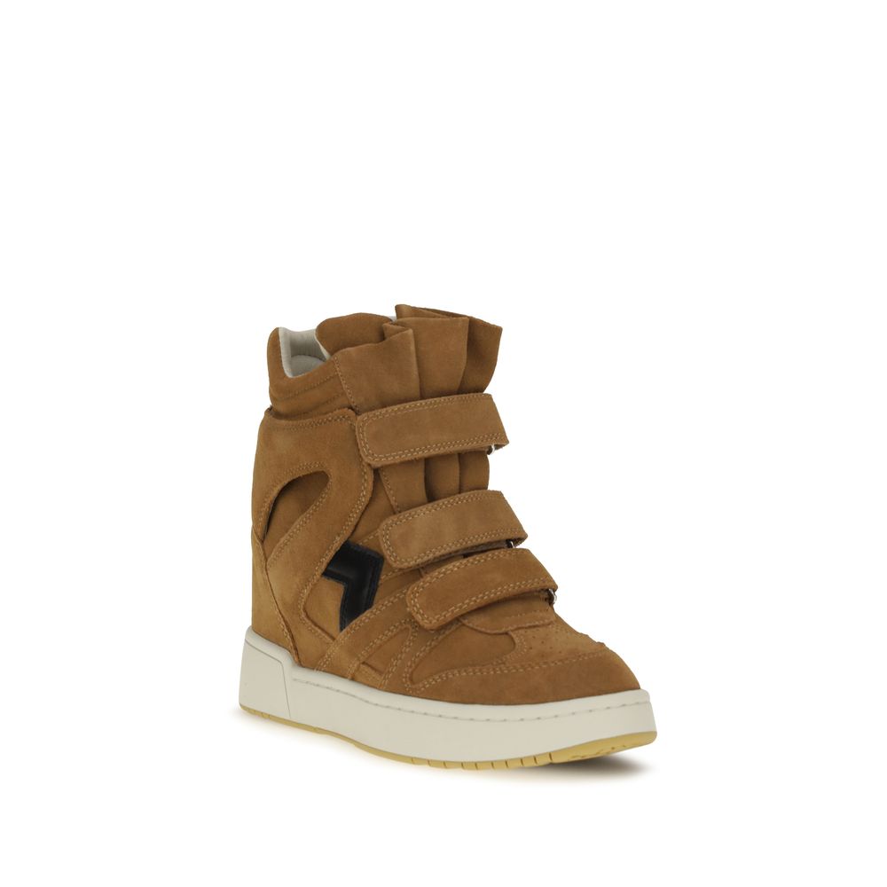 Isabel Marant Brown Calf Leather Suede High Top Sneakers