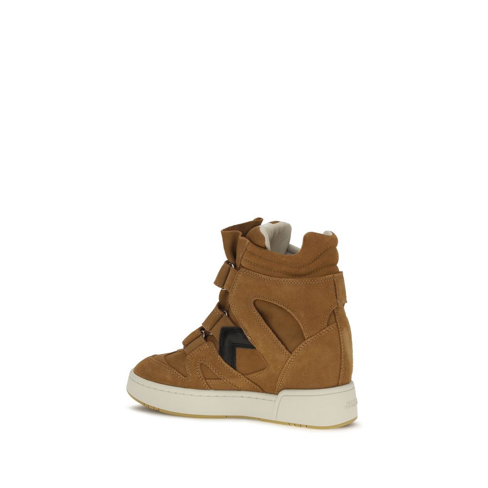 Isabel Marant Brown Calf Leather Suede High Top Sneakers