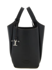 Tod's Black Hammered Calfskin Mini Bucket Bag