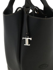Tod's Black Hammered Calfskin Mini Bucket Bag