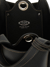 Tod's Black Hammered Calfskin Mini Bucket Bag