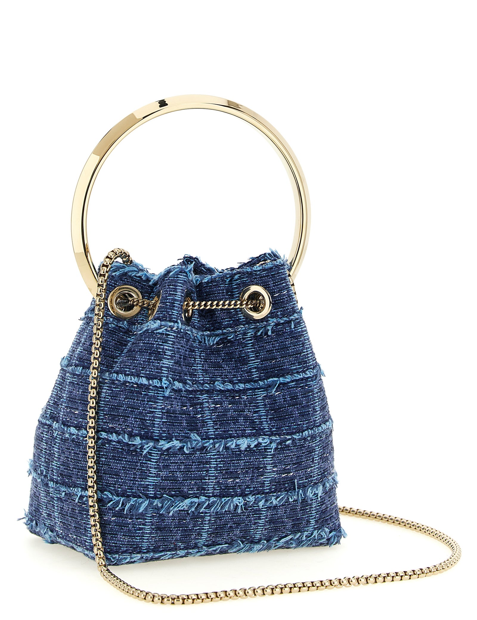Jimmy Choo Blue Fabric Bucket Bag