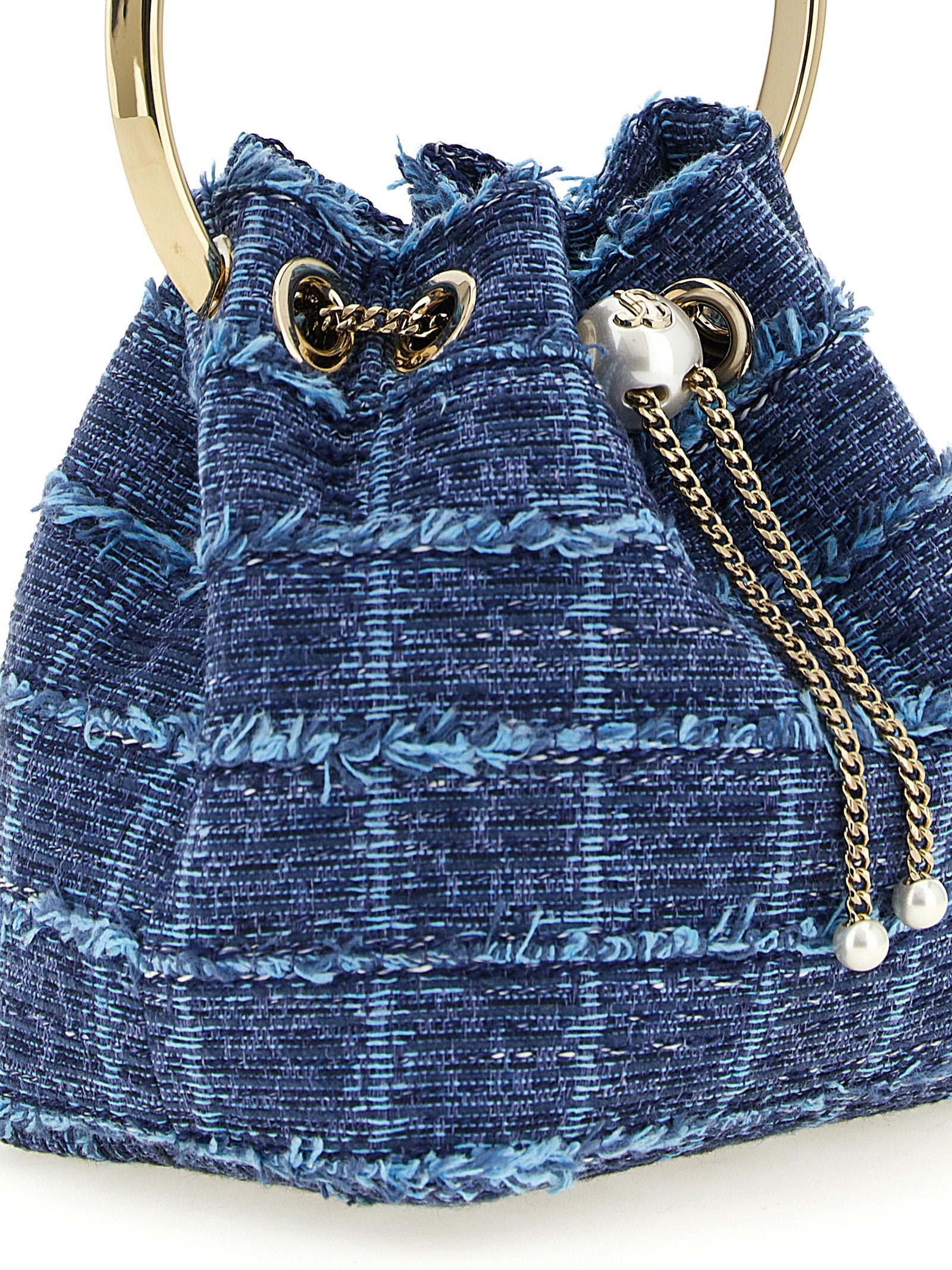 Jimmy Choo Blue Fabric Bucket Bag