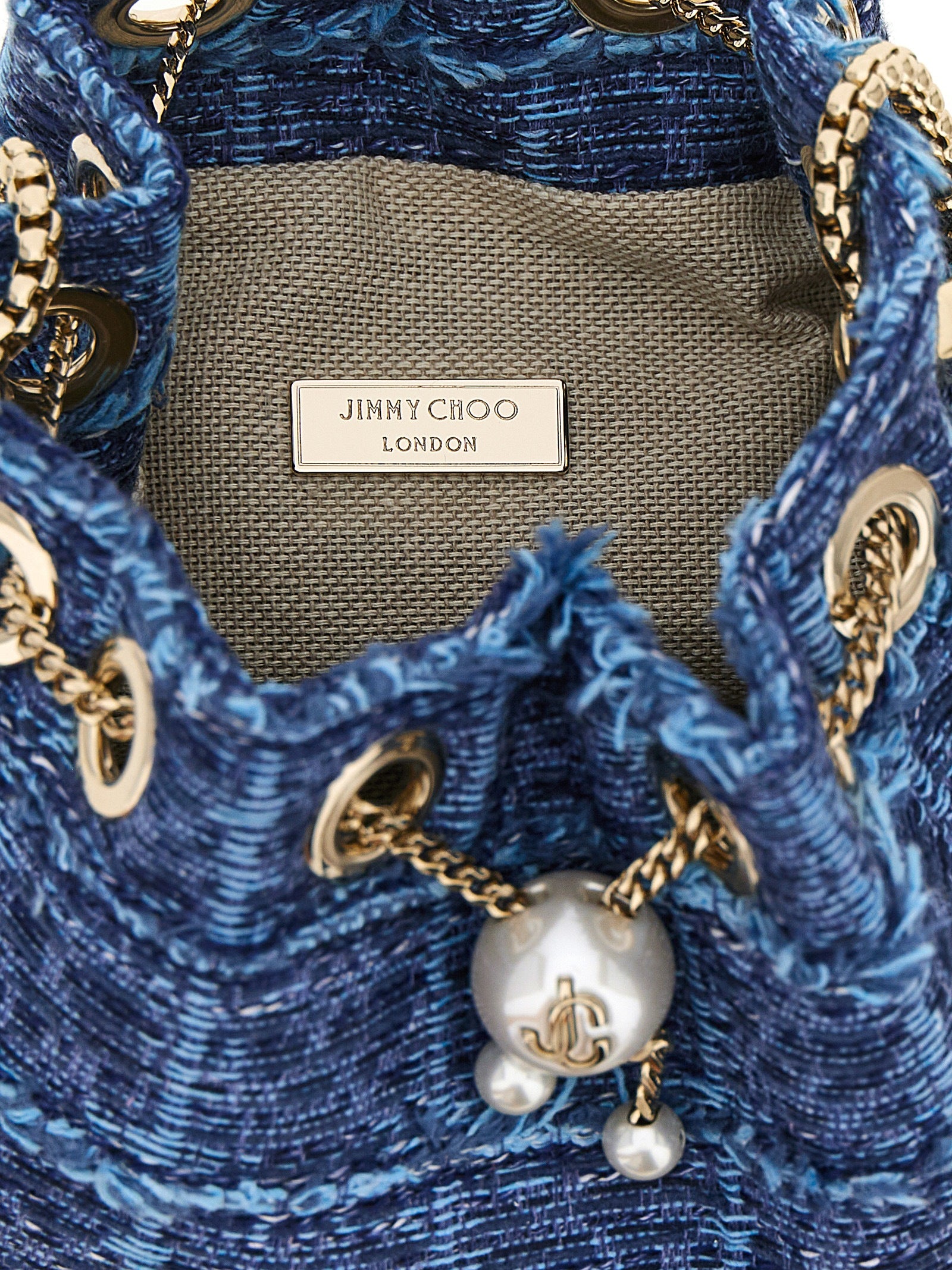 Jimmy Choo Blue Fabric Bucket Bag