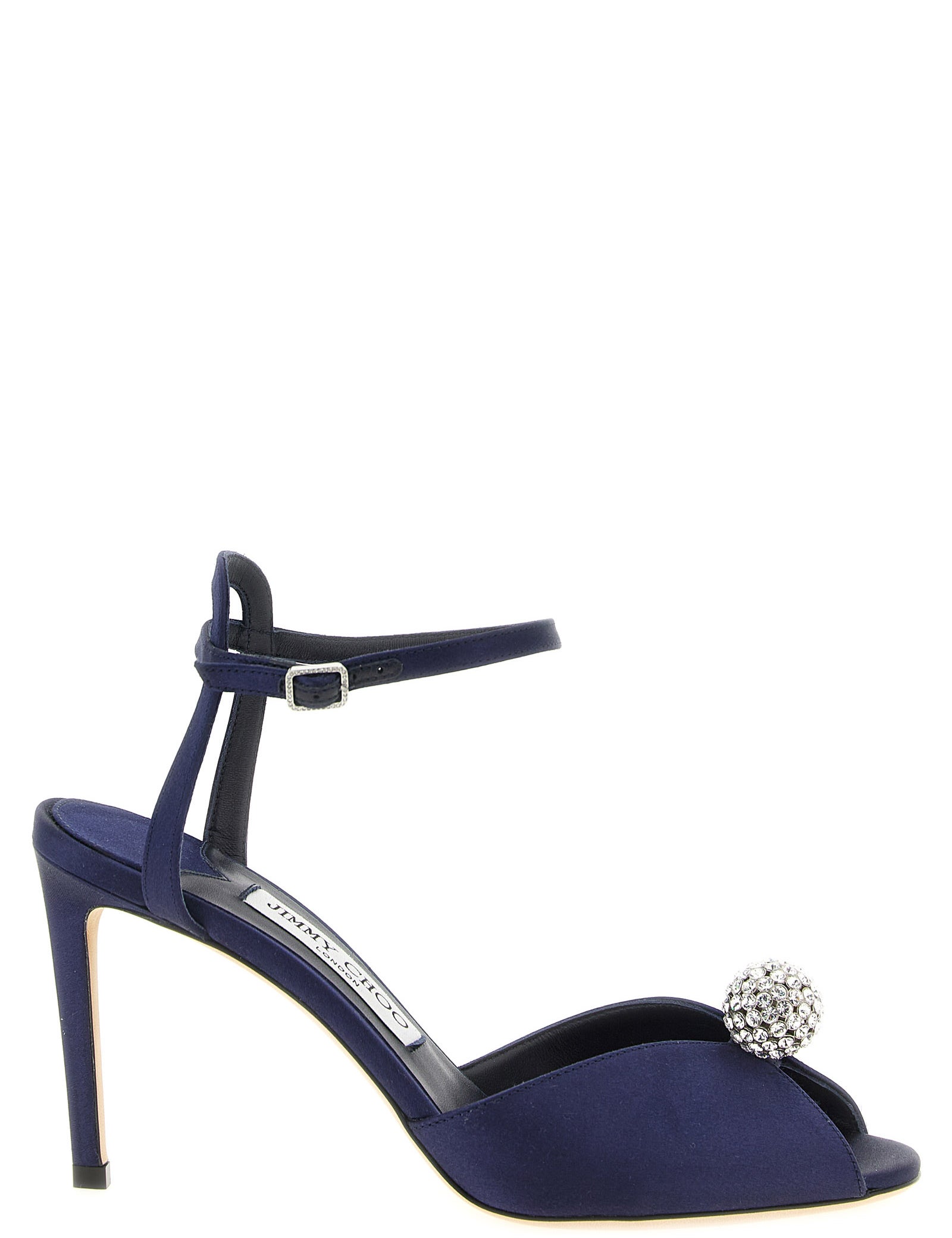 Jimmy Choo Navy Satin Stiletto Heel Sandals