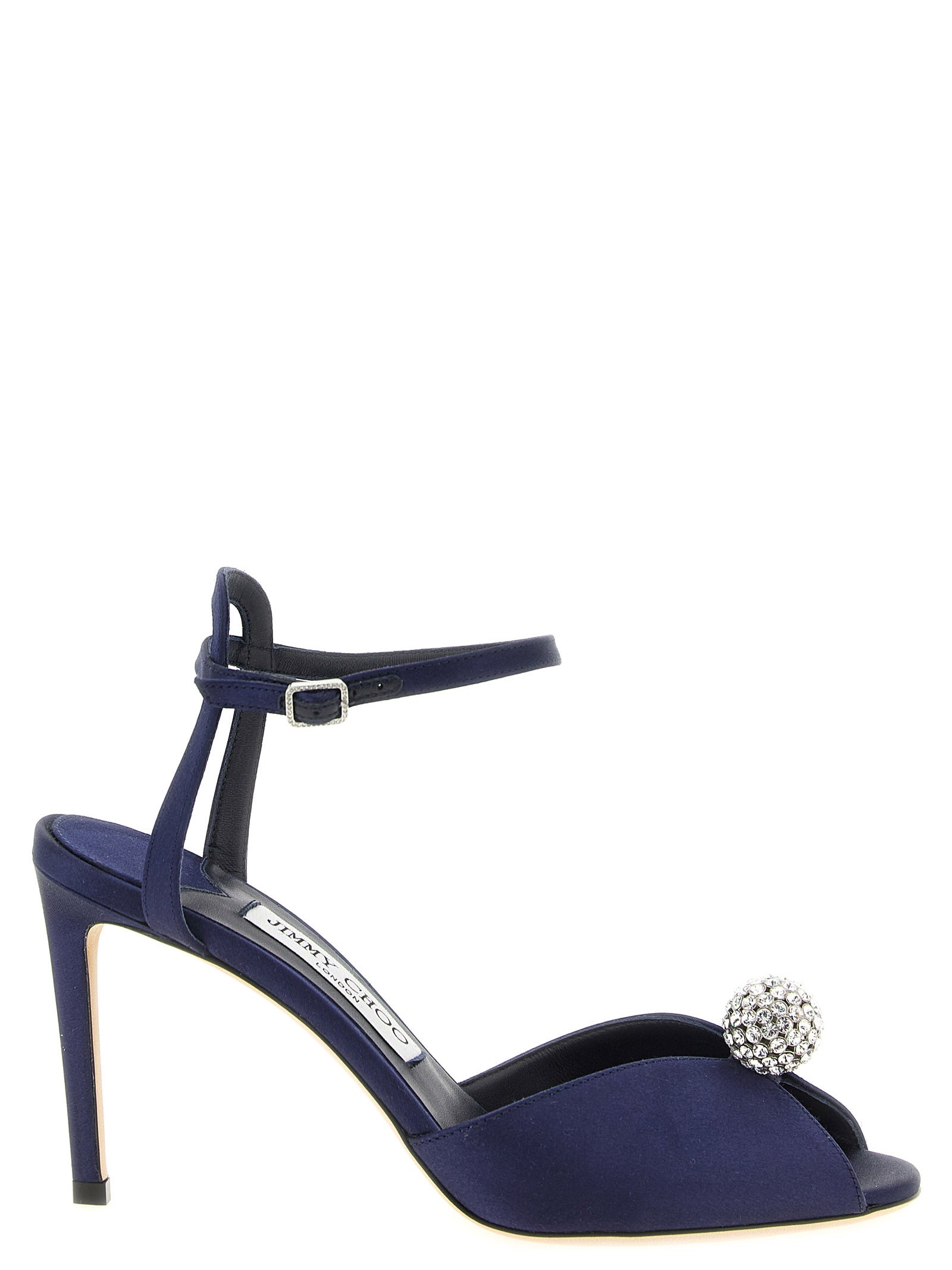 Jimmy Choo Navy Satin Stiletto Heel Sandals