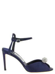 Jimmy Choo Navy Satin Stiletto Heel Sandals