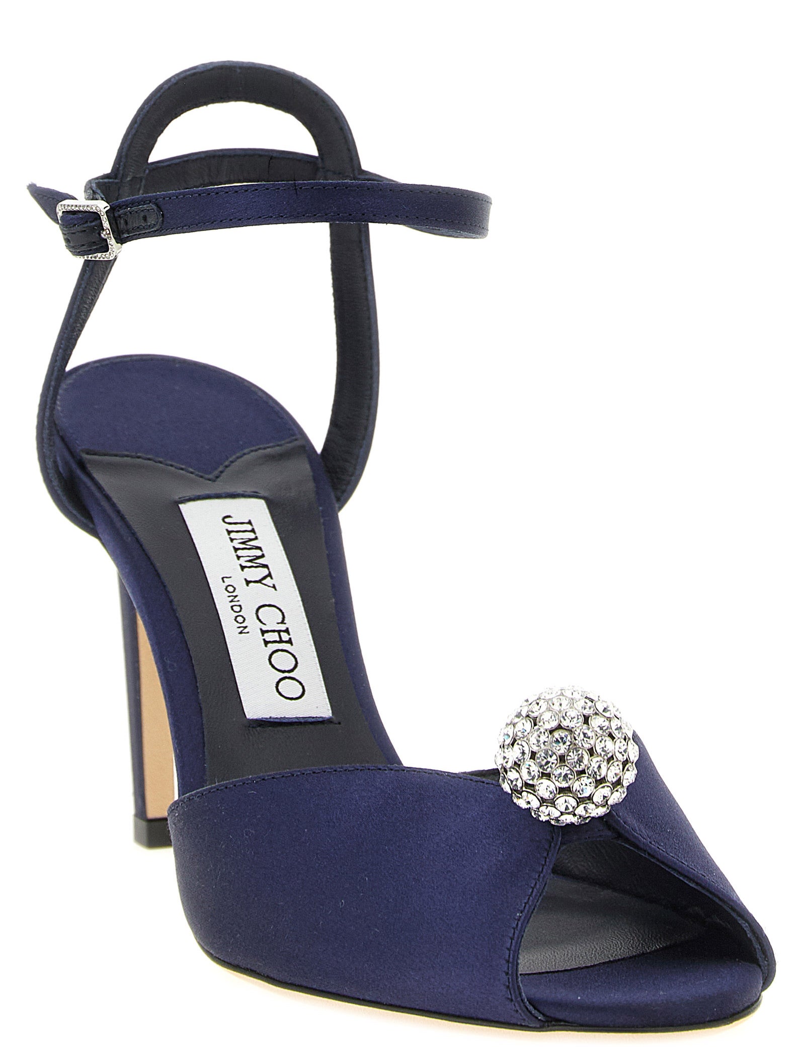 Jimmy Choo Navy Satin Stiletto Heel Sandals
