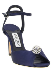 Jimmy Choo Navy Satin Stiletto Heel Sandals
