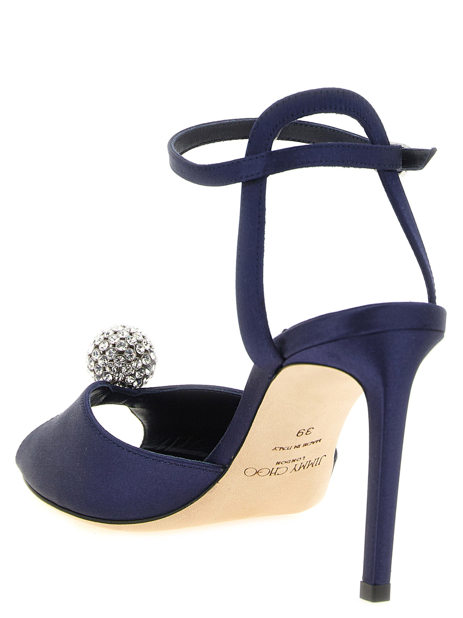 Jimmy Choo Navy Satin Stiletto Heel Sandals