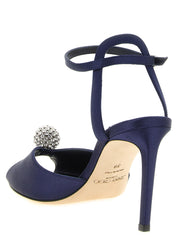 Jimmy Choo Navy Satin Stiletto Heel Sandals