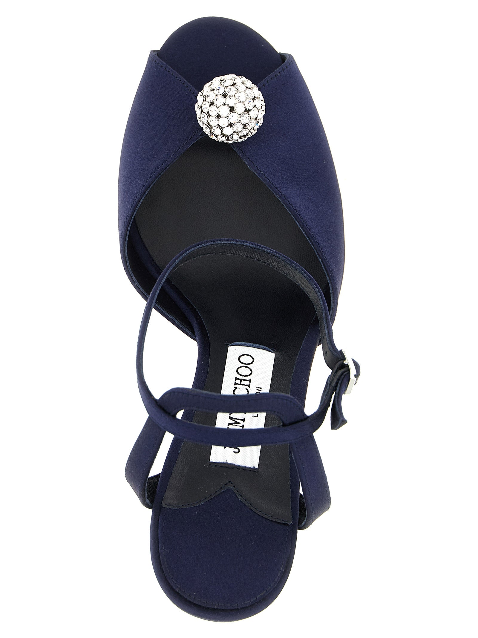 Jimmy Choo Navy Satin Stiletto Heel Sandals
