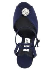 Jimmy Choo Navy Satin Stiletto Heel Sandals
