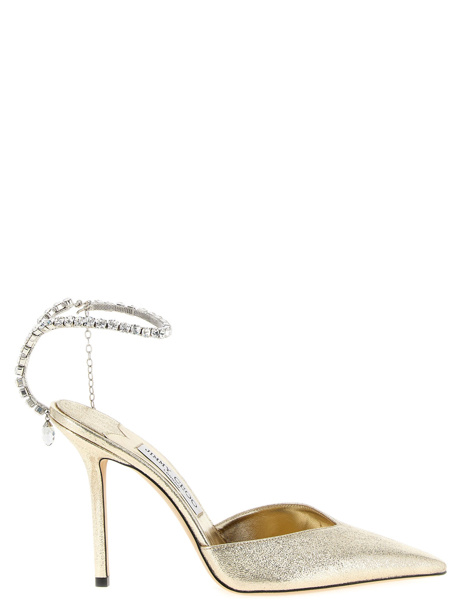 Jimmy Choo Gold Tencel High-Heel Pumps