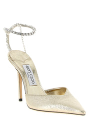 Jimmy Choo Gold Tencel High-Heel Pumps