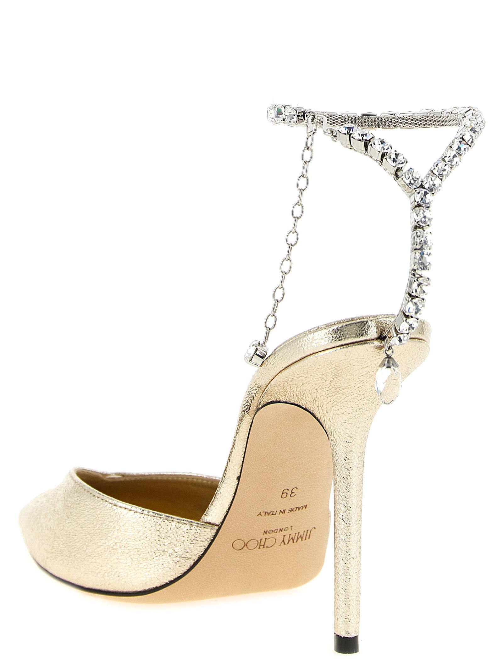 Jimmy Choo Gold Tencel High-Heel Pumps