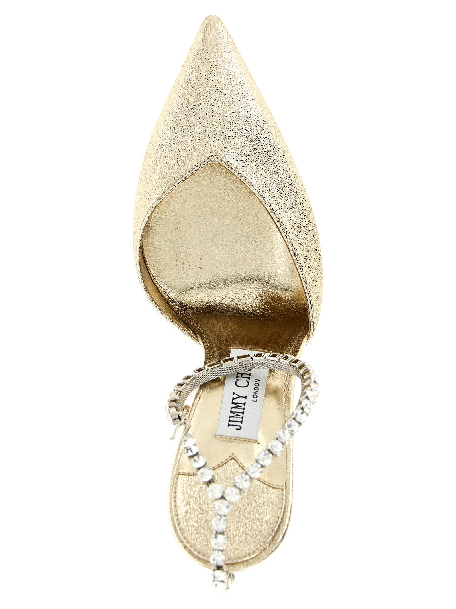Jimmy Choo Gold Tencel High-Heel Pumps