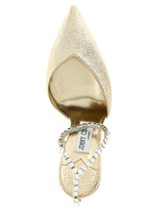 Jimmy Choo Gold Tencel High-Heel Pumps