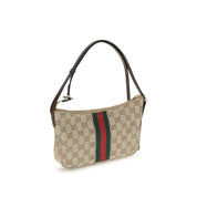 Gucci Beige axelväska i tyg med webbränder