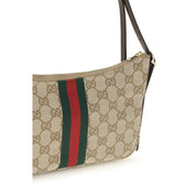 Gucci Beige axelväska i tyg med webbränder