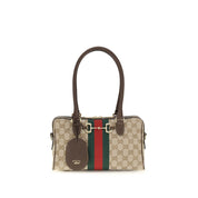 Gucci Beige Fabric Horsebit Shoulder Bag