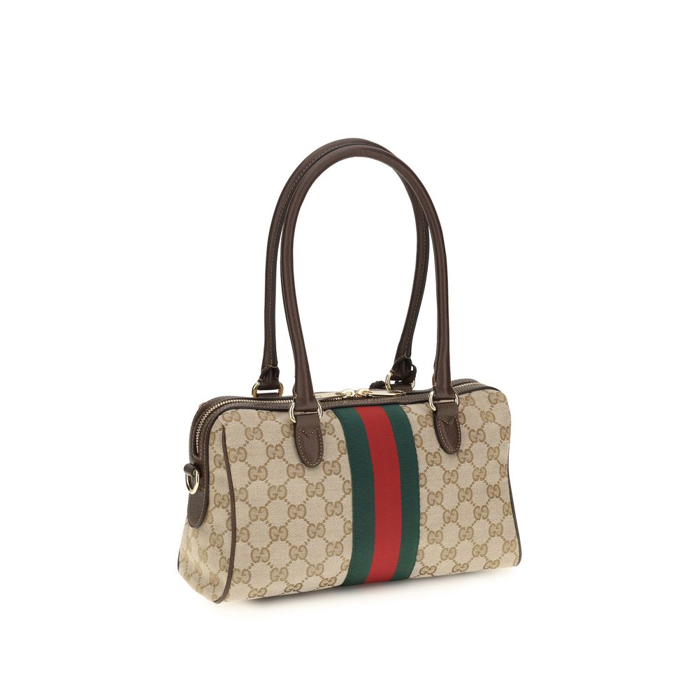 Gucci Beige Fabric Horsebit Shoulder Bag