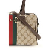 Gucci Beige Fabric Horsebit Shoulder Bag