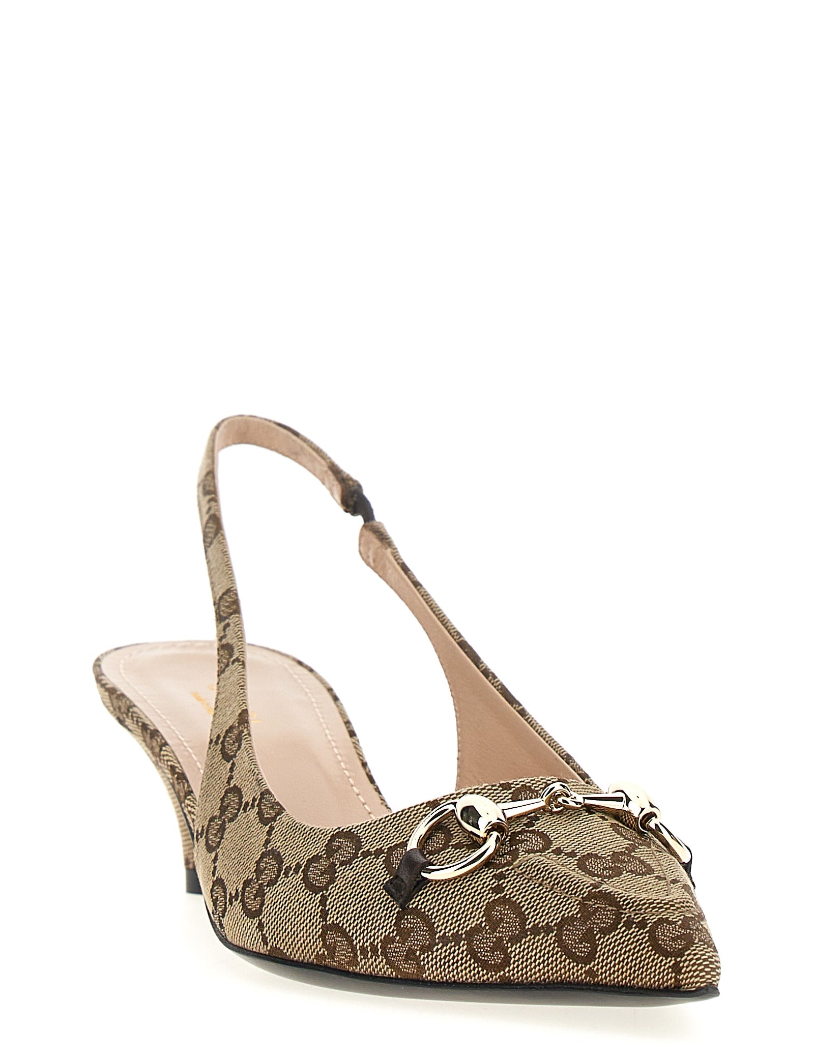 Gucci Beige Polyester Mid Heel Pumps