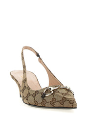 Gucci Beige Polyester Mid Heel Pumps