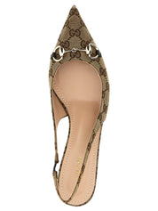 Gucci Beige Polyester Mid Heel Pumps