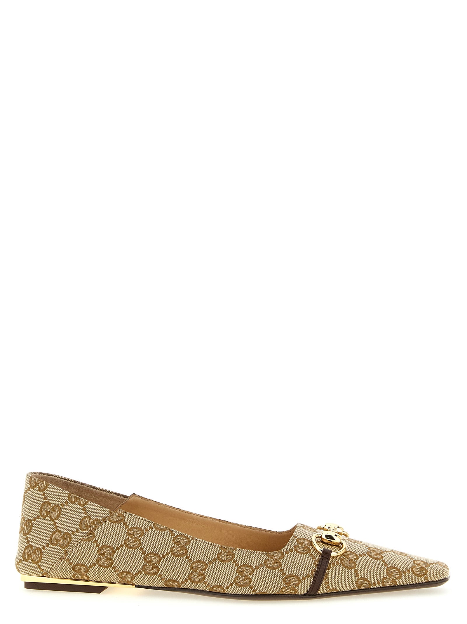 Gucci Beige GG Fabric Ballet Flats
