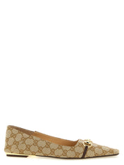 Gucci Beige GG Fabric Ballet Flats