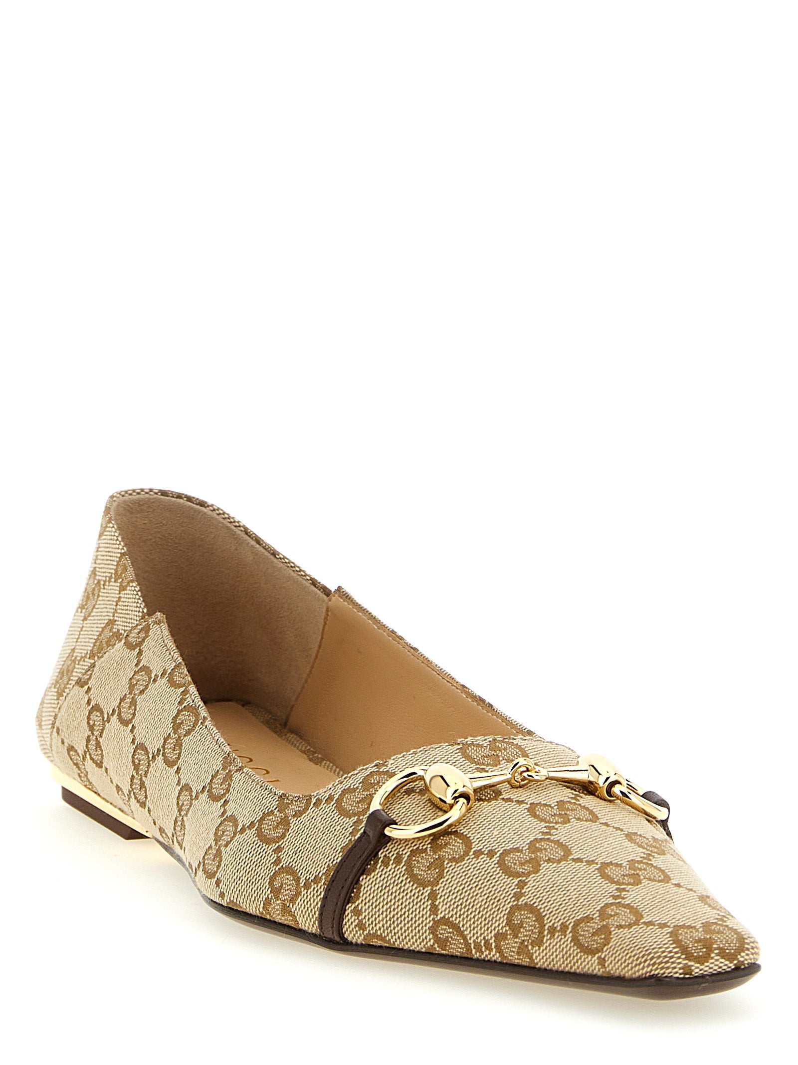 Gucci Beige GG Fabric Ballet Flats