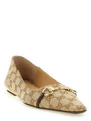 Gucci Beige GG Fabric Ballet Flats
