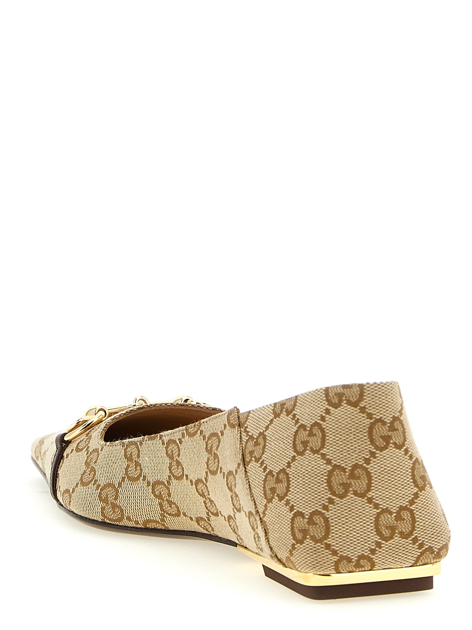 Gucci Beige GG Fabric Ballet Flats