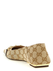 Gucci Beige GG Fabric Ballet Flats