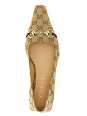 Gucci Beige GG Fabric Ballet Flats