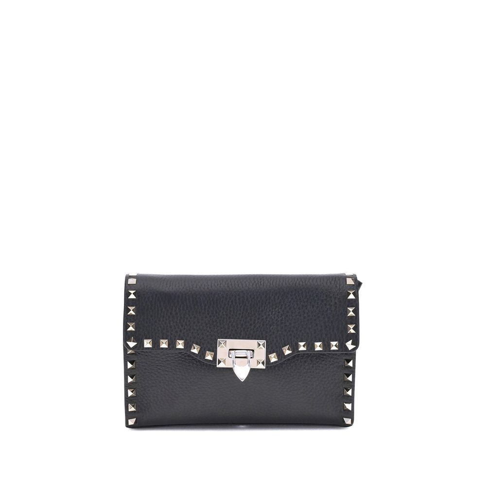 Valentino Garavani Black Calf Leather Shoulder Bag