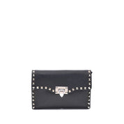 Valentino Garavani Black Calf Leather Shoulder Bag