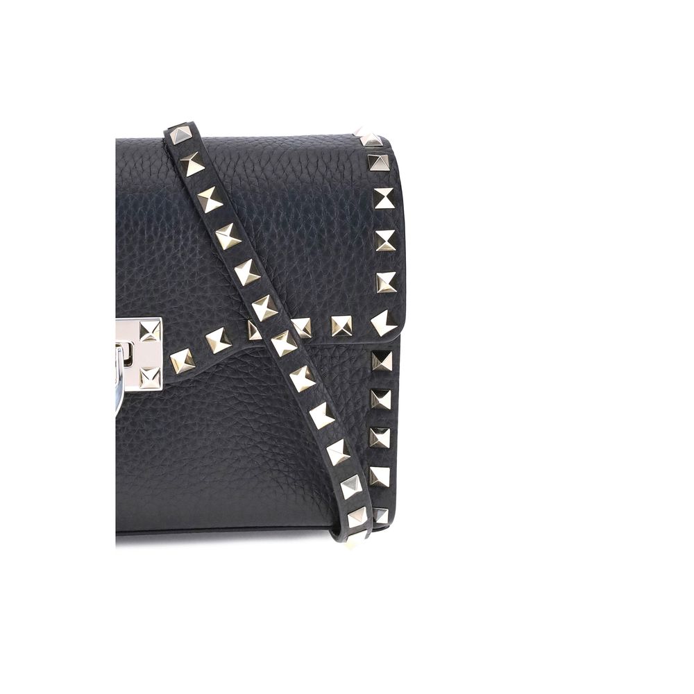 Valentino Garavani Black Calf Leather Shoulder Bag