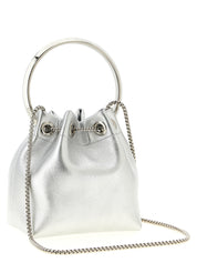 Jimmy Choo Silver Lamb Leather Bucket Bag