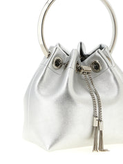 Jimmy Choo Silver Lamb Leather Bucket Bag