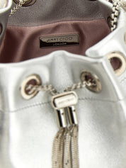 Jimmy Choo Silver Lamb Leather Bucket Bag