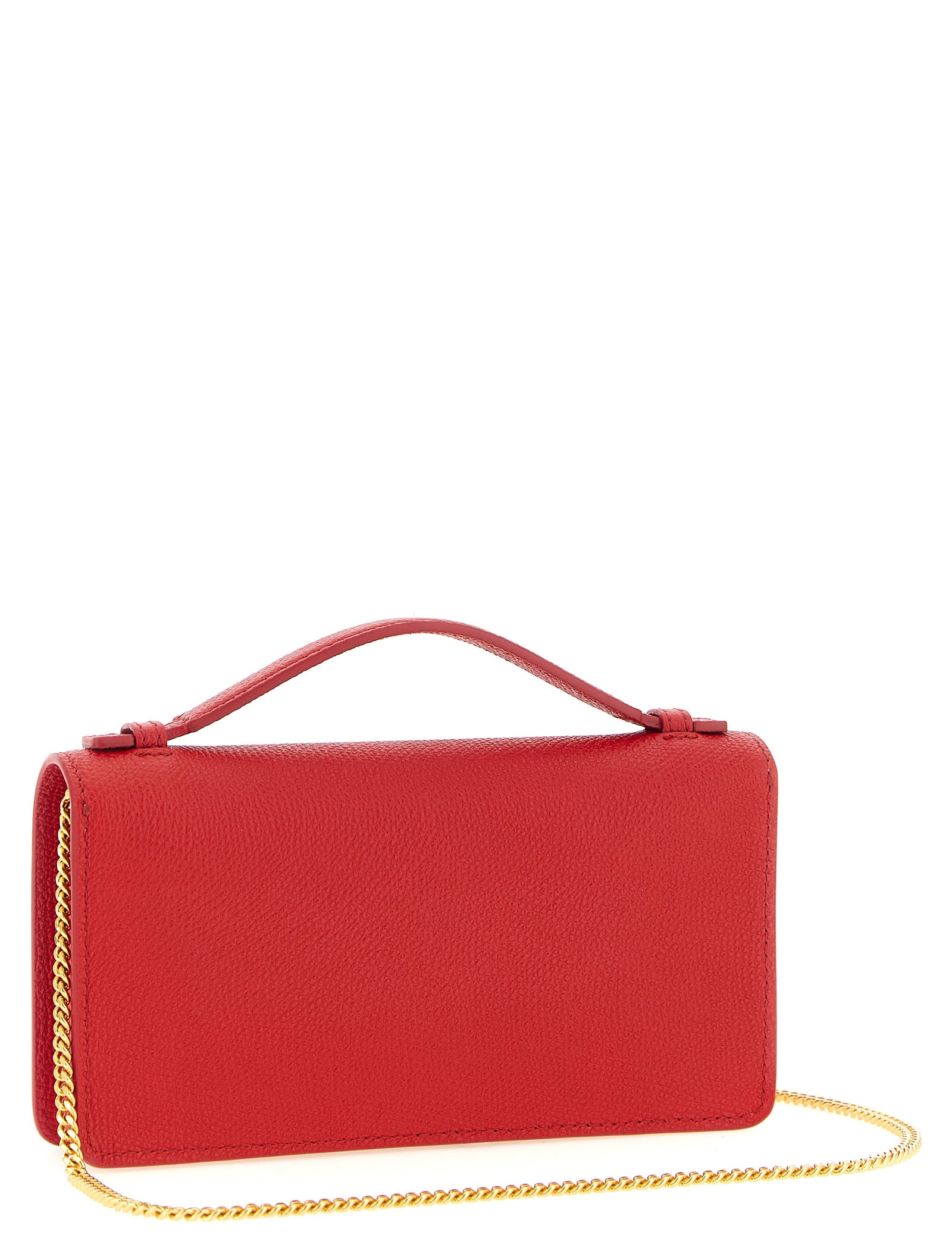 Valentino Garavani Red Calfskin Wallet on Chain