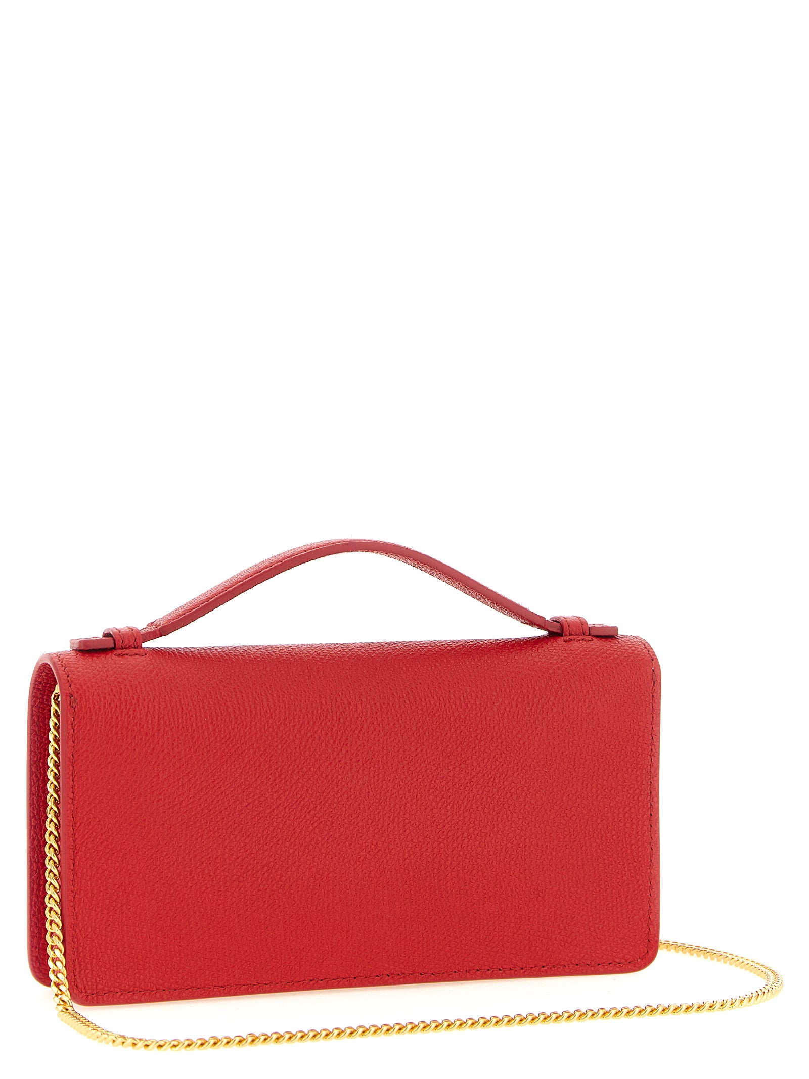 Valentino Garavani Red Calfskin Wallet on Chain
