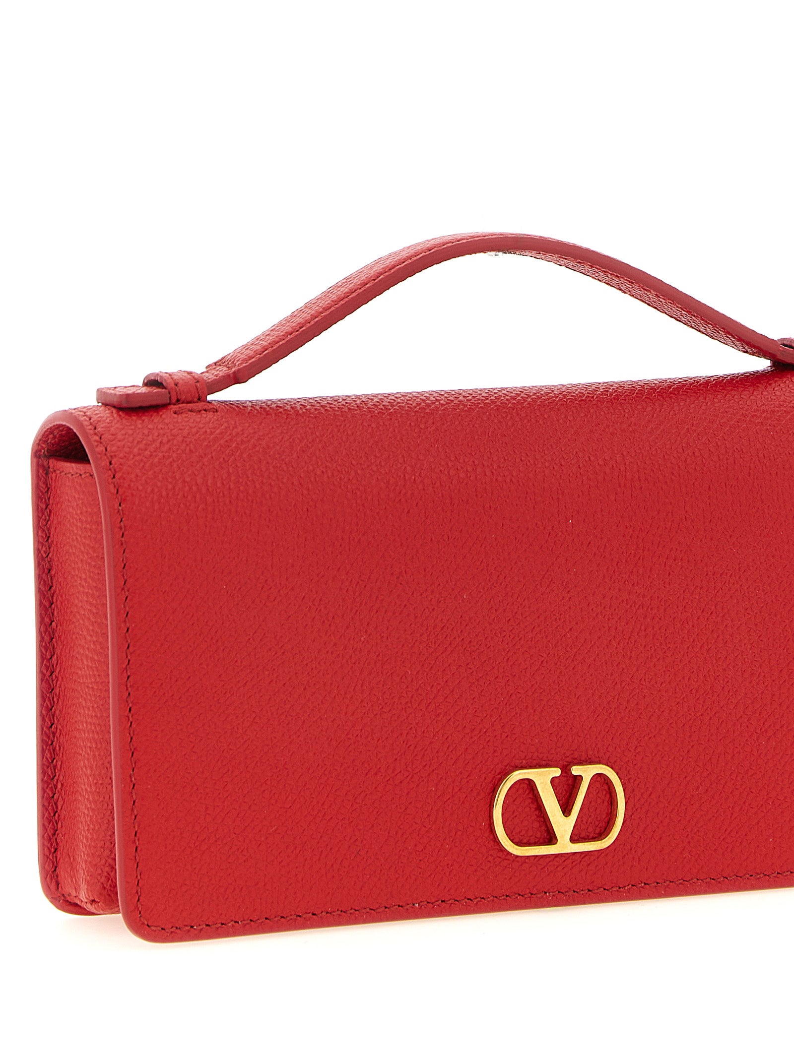Valentino Garavani Red Calfskin Wallet on Chain