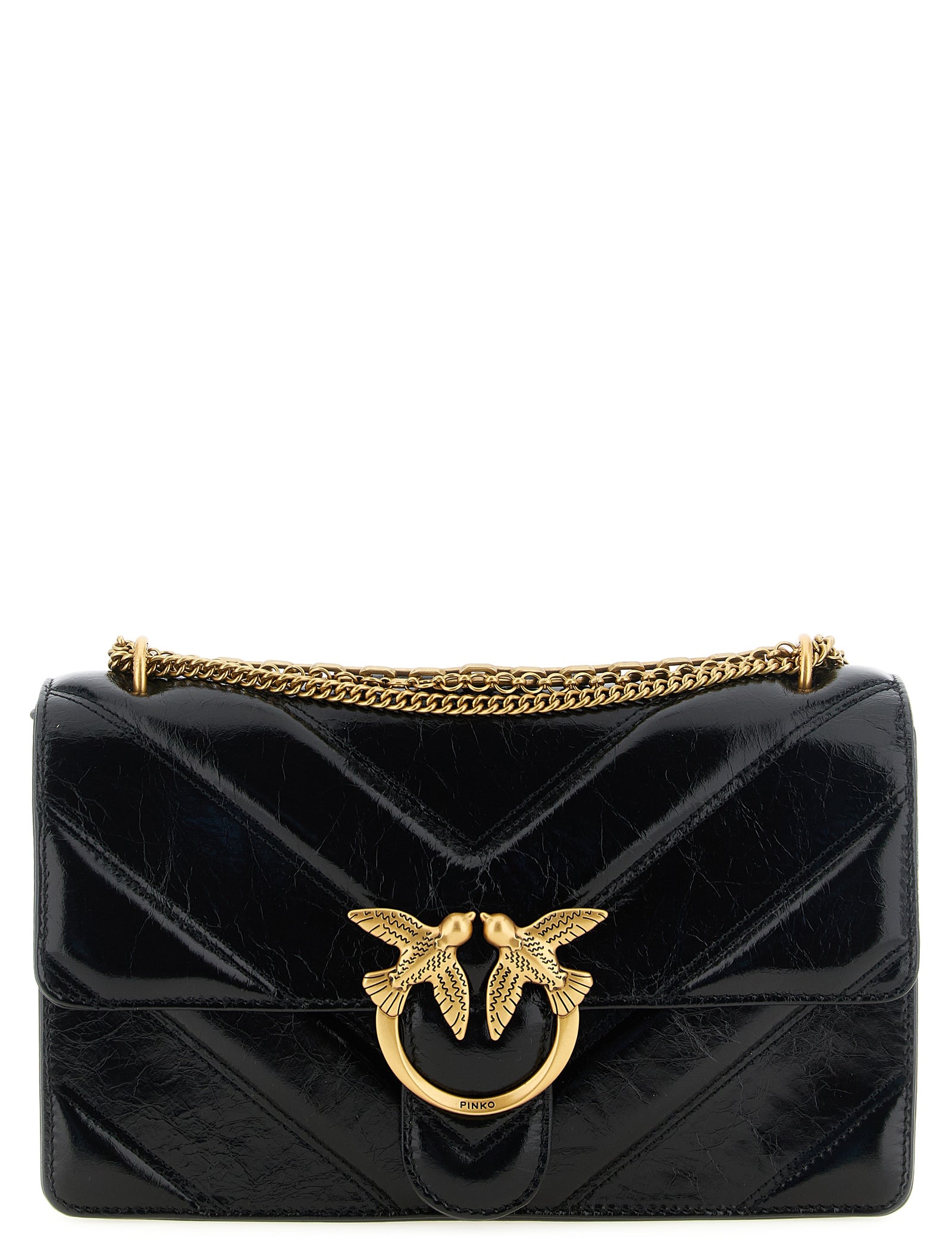 PINKO Black Calfskin Shoulder Bag