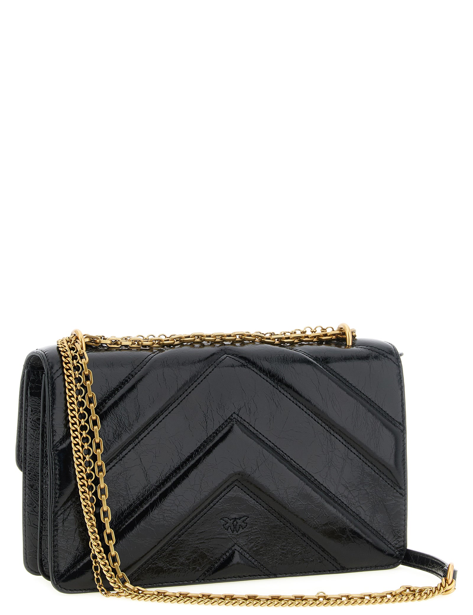 PINKO Black Calfskin Shoulder Bag