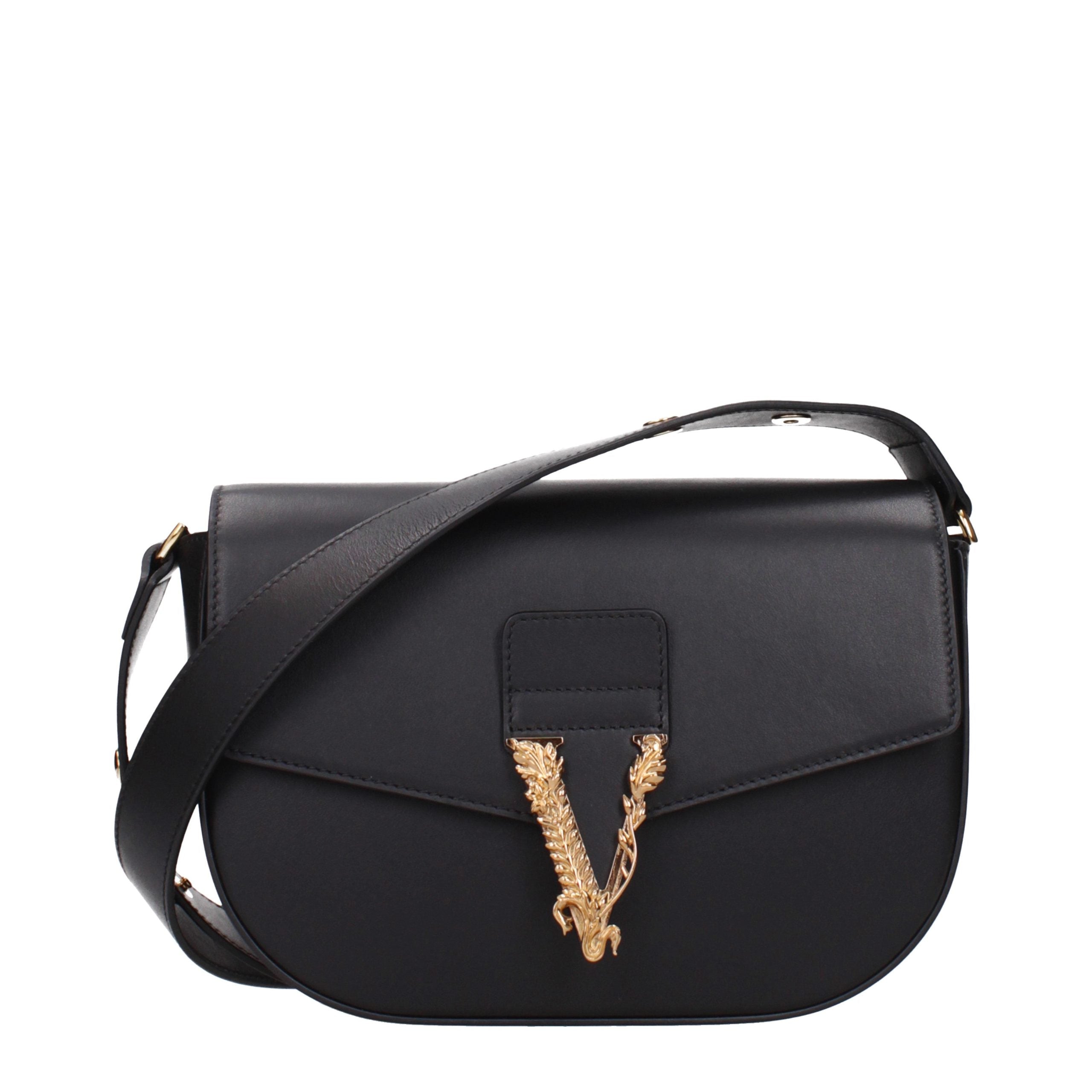 Versace Black Leather Crossbody Bags