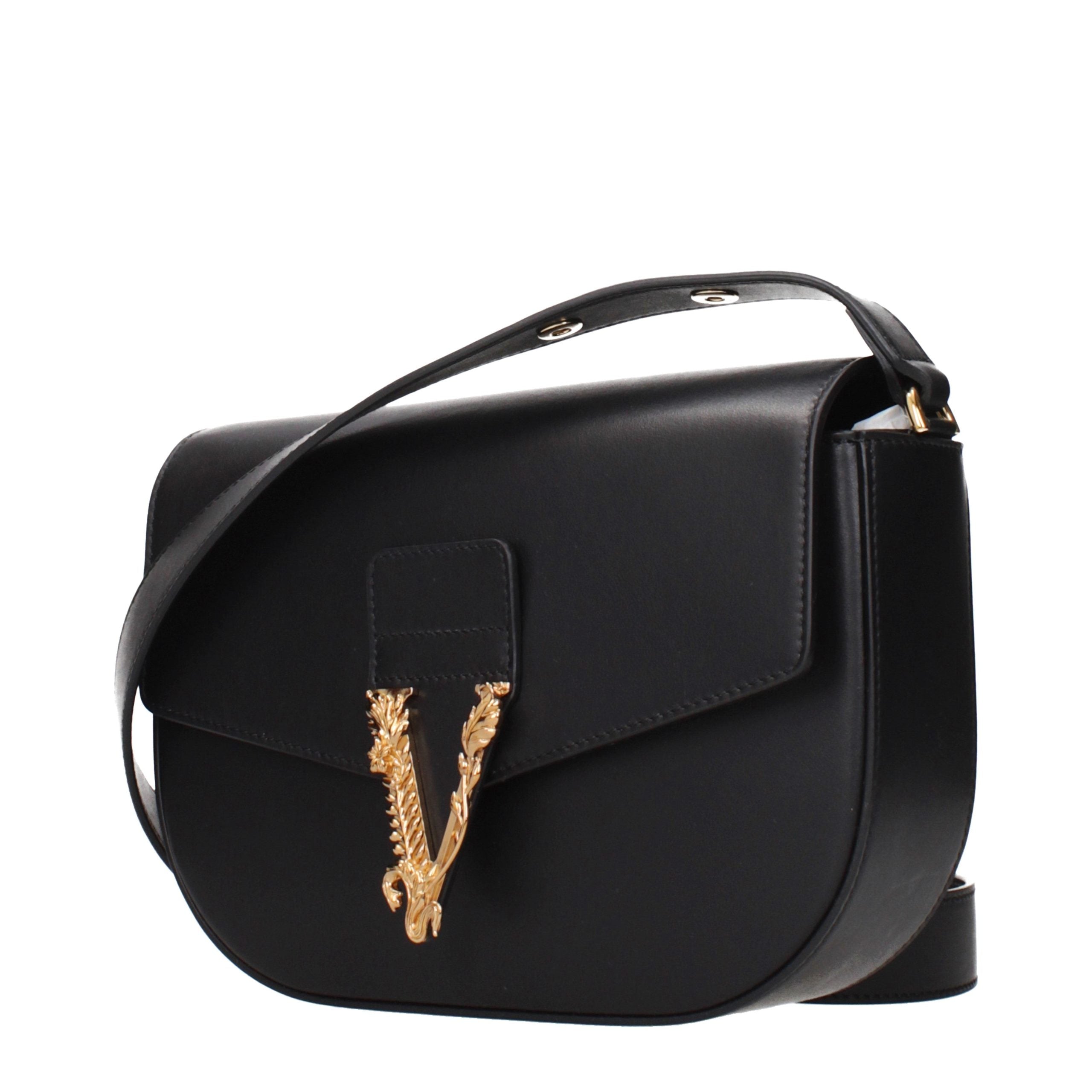 Versace Black Leather Crossbody Bags